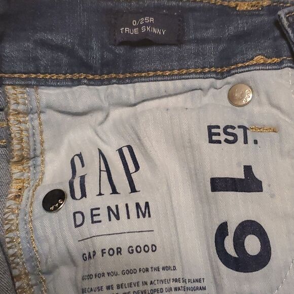 Gap jeans women's size 0 size 25R blue true skinny demin jeans size 0 / … - Picture 10 of 12